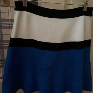 Express Black and Royal Blue flare skirt